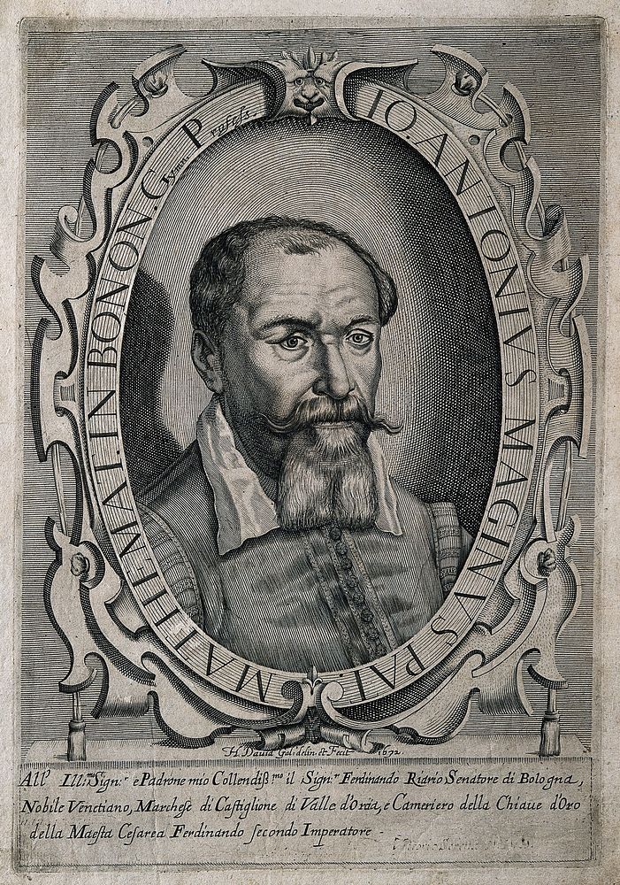 Johannes Antonius Maginus. Line engraving by H. David, 1632, after himself.