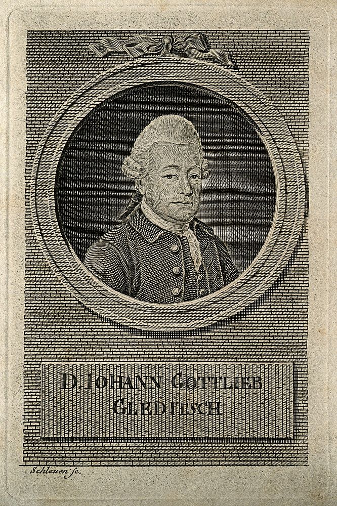 Johann Gottlieb Gleditsch. Line engraving by J.D. Schleuen.