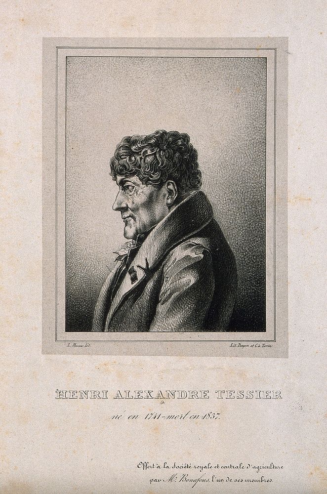 Henri Alexandre Tessier. Lithograph by L. Mecco.