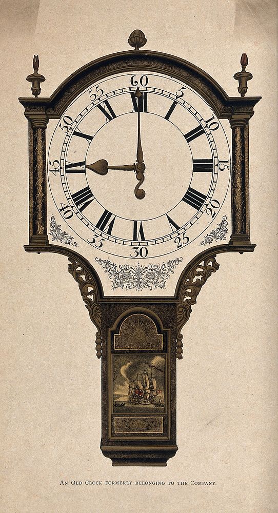 Clocks: a bracket clock formerly in the possession of the East India Company. Process print.