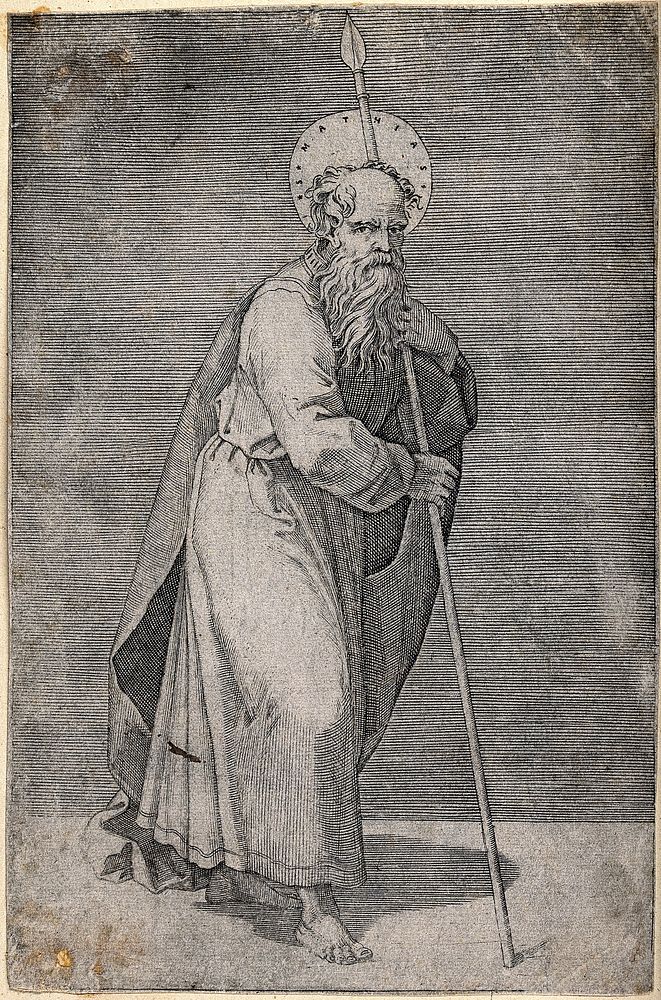 Saint Matthias. Engraving by M.A. Raimondi after Raphael.