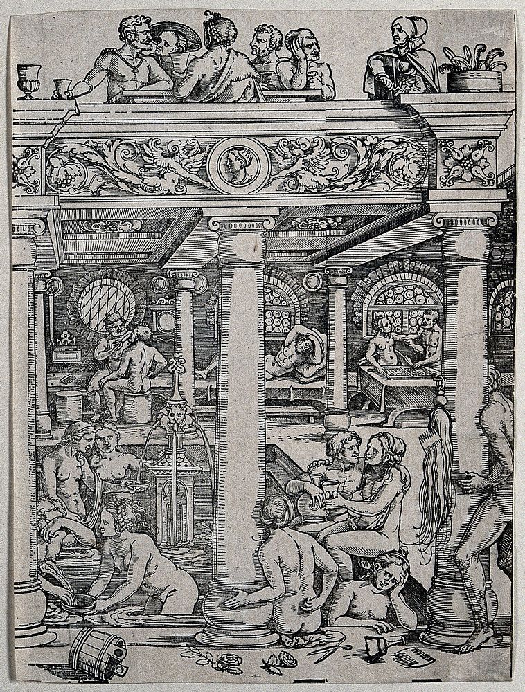 The fountain of youth. Woodcut by H. Beham, ca. 1536.