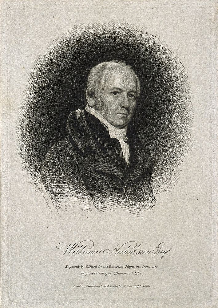 William Nicholson. Stipple engraving by T. Blood, 1812, after S. Drummond.