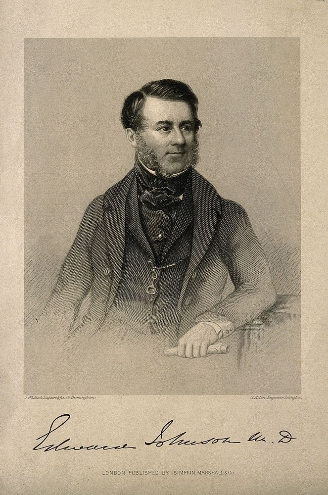 Edward Johnson. Stipple engraving by S. Allen, 1849, after J. Whitlock.
