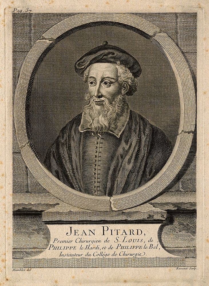 Jean Pitard. Line engraving by S. F. Ravenet, 1749, after A. Humblot.