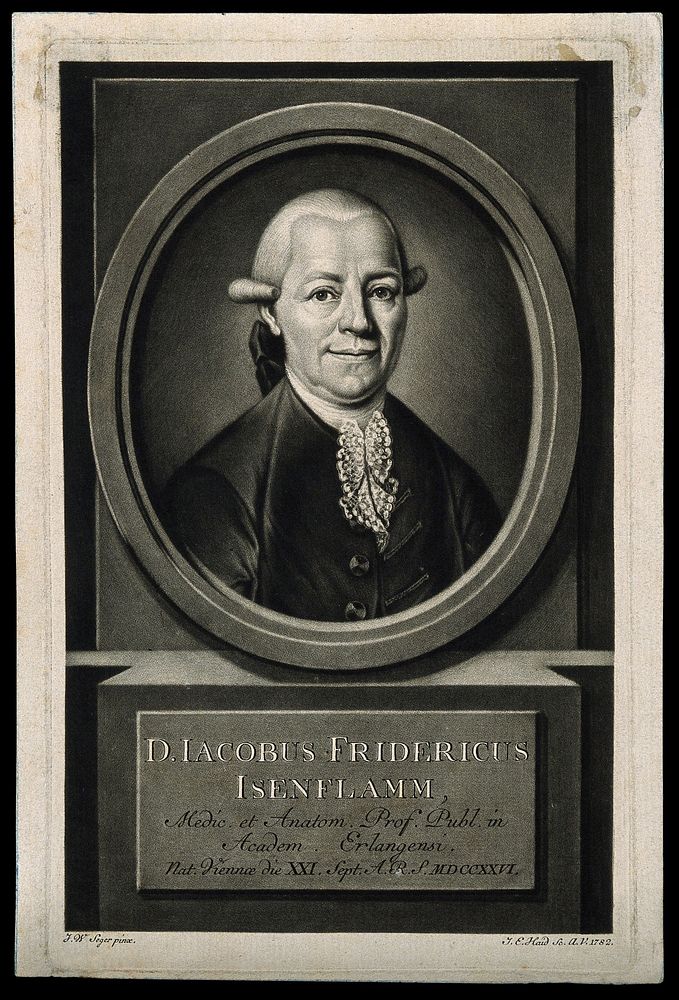 Jacob Friedrich Isenflamm. Mezzotint by J. E. Haid, 1782, after J. W. Seger.