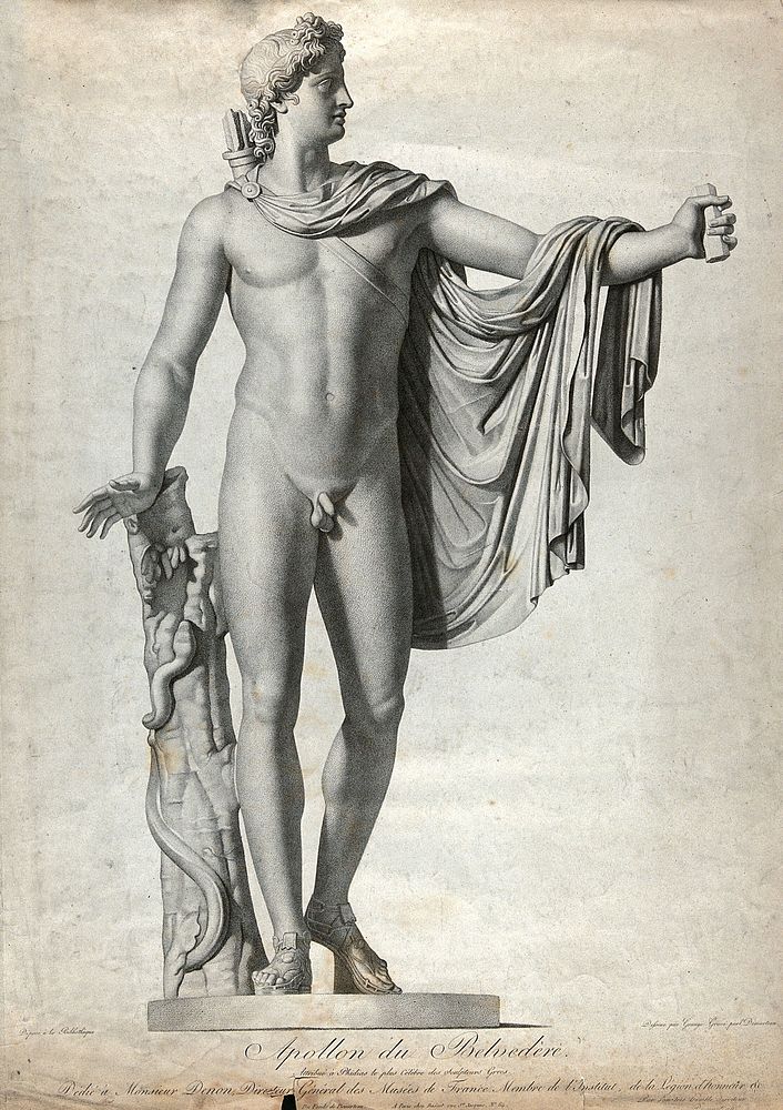 Apollo Belvedere. Stipple engraving by G.A. Demarteau after Grangé.