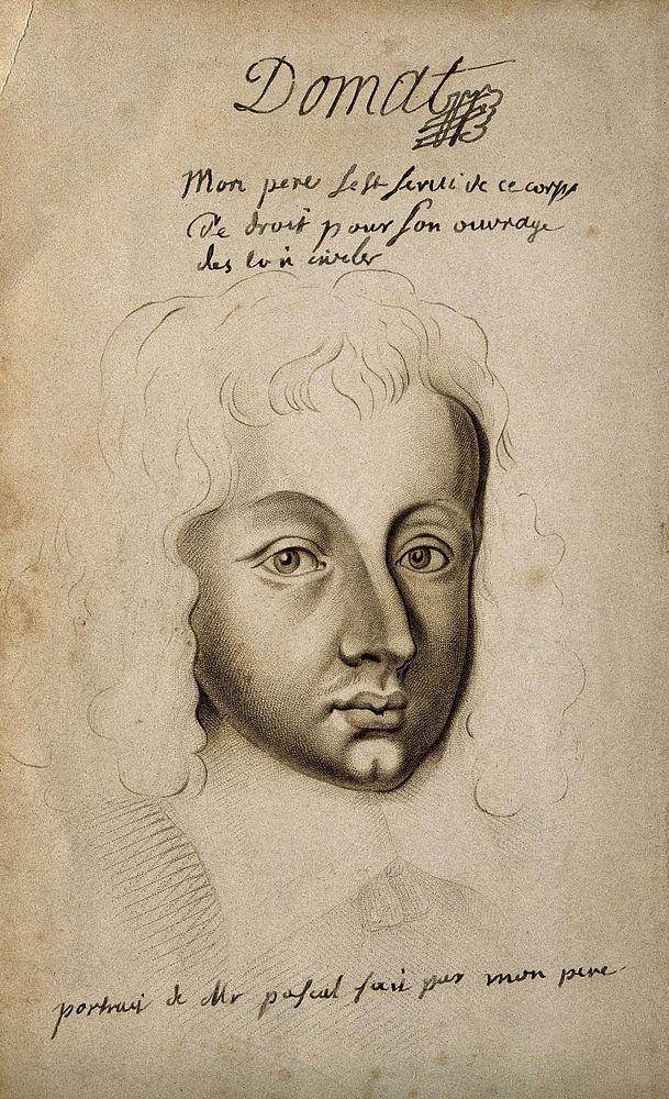 Blaise Pascal. Stipple engraving, 1844, after J. Domat, 1637.