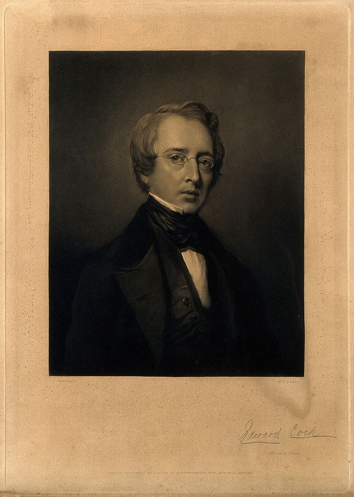 Edward Cock. Mezzotint by W. T. Davey after P. A. T. Senties.