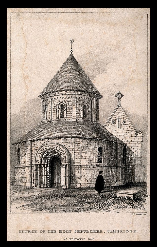 The Church of the Holy Sepulchre, Cambridge. Lithograph by J.R. Jobbins, 1842.