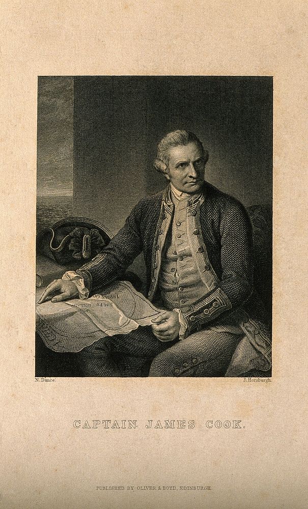 James Cook. Line engraving by J. Horsburgh after Sir N. Dance-Holland, 1776.