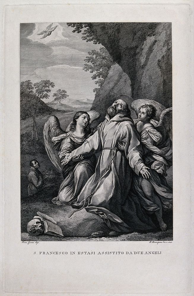 Saint Francis of Assisi. Engraving by F. Rosaspina after F.G. Gessi.