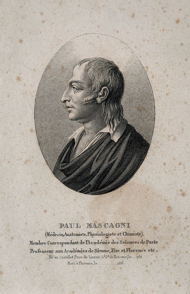 Paolo Mascagni. Stipple engraving by A. Tardieu.