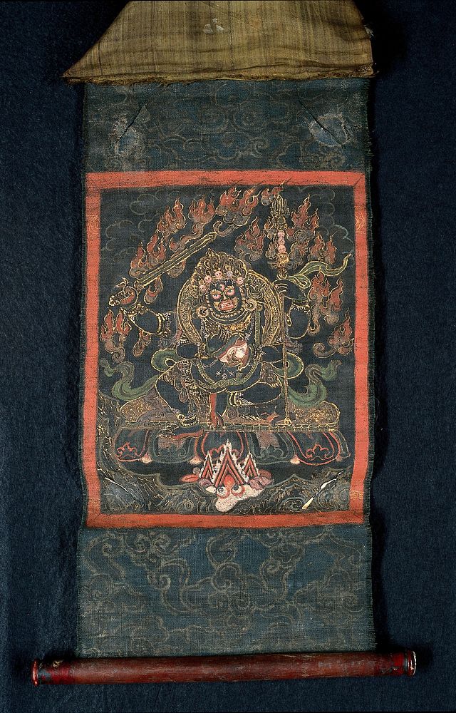 The four-handed Mahākāla as the protector of knowledge. Distemper painting.
