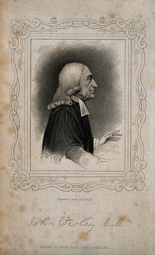John Wesley. Stipple engraving by R. Page, 1824, after H. Edridge.