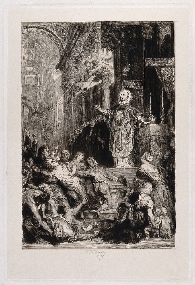 Saint Ignatius of Loyola. Etching by W. Unger after Sir P.P. Rubens.