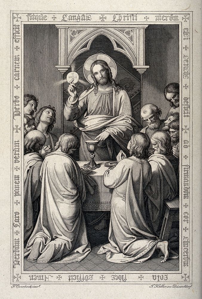 Institution Eucharist. Engraving J. Keller | Free Photo Illustration ...