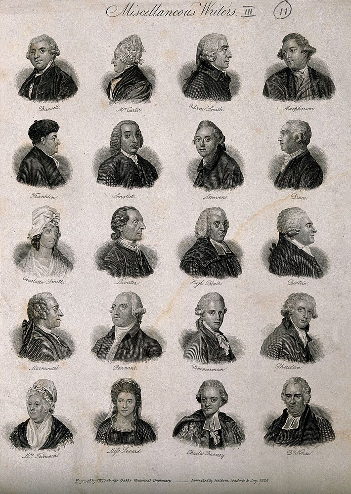 Writers: twenty portraits. Engraving by J.W. Cook, 1825.