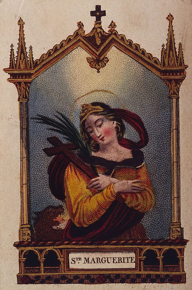 Saint Margaret. Colour lithograph.