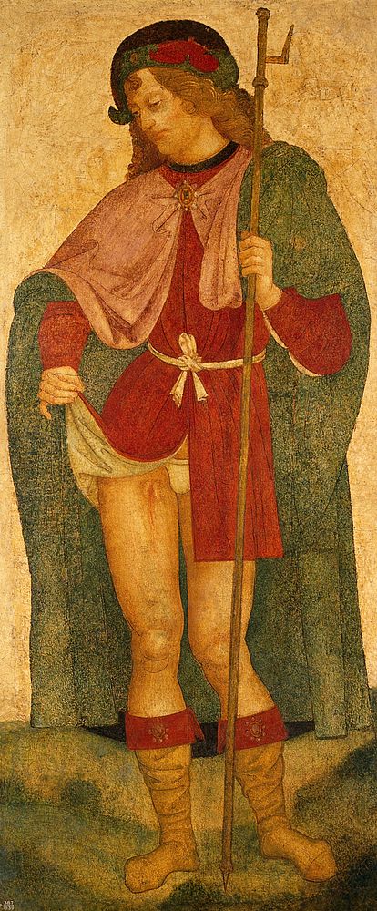 Saint Roch. Tempera painting by an Italian painter.