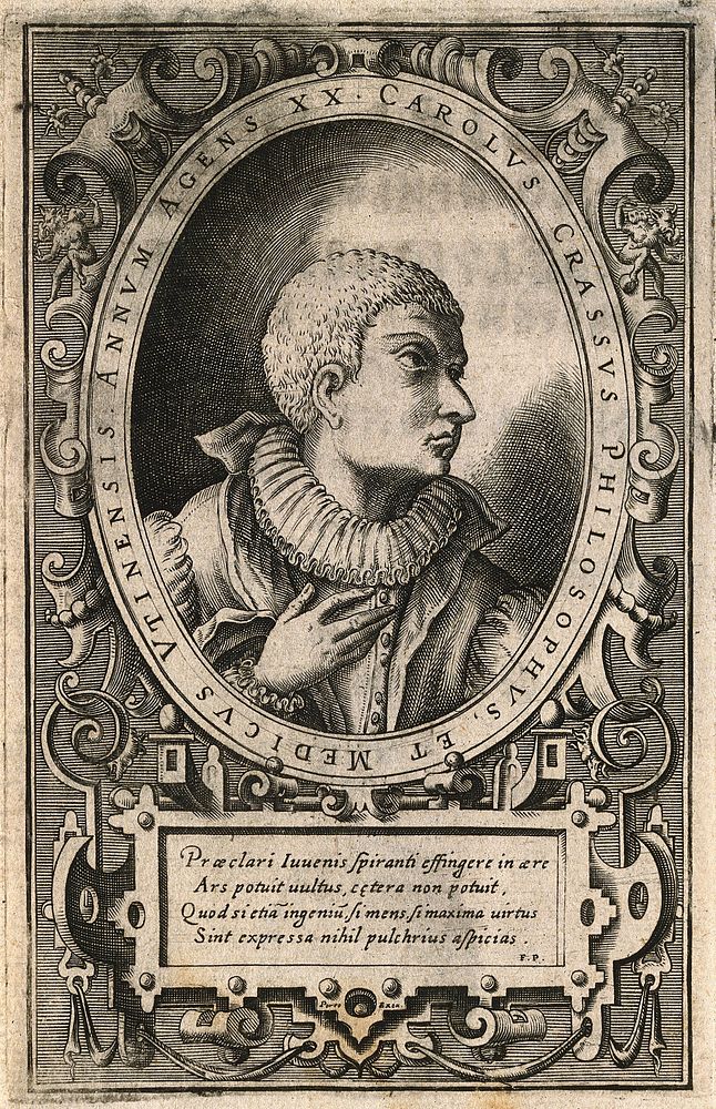 Carolus Crassus. Line engraving by G. Porro, 1588.