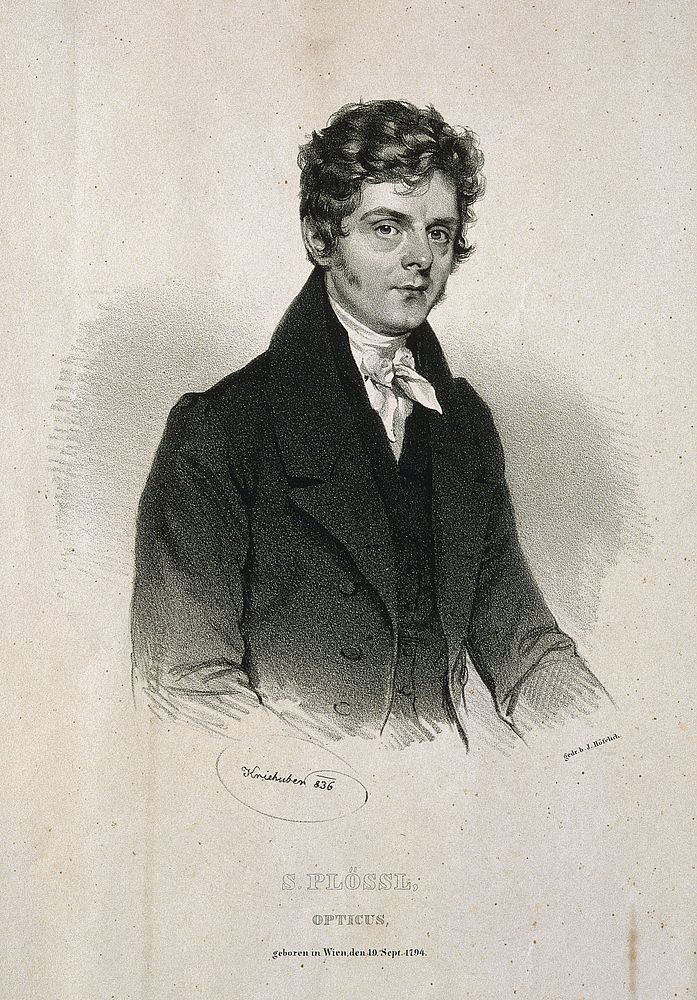 Simon Plössl. Lithograph by J. Kriehuber, 1836.