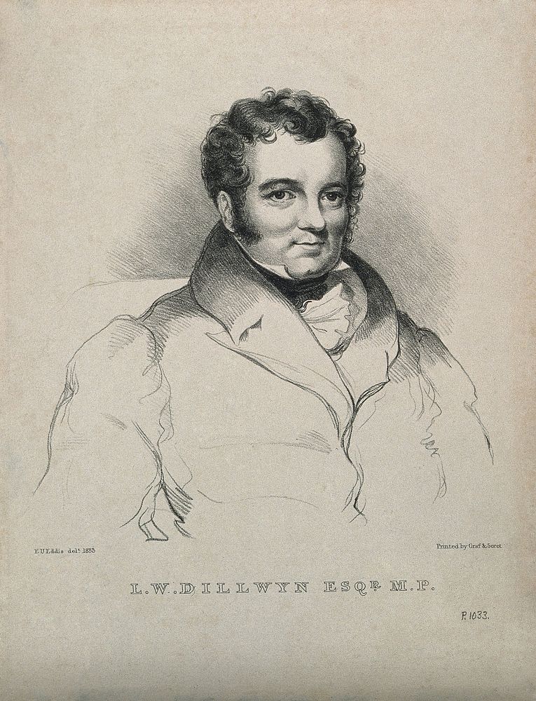Lewis Weston Dillwyn. Lithograph by E. U. Eddis, 1833.