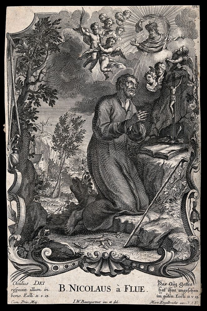 Saint Nicholas of Flue. Etching after J.W. Baumgärtner.
