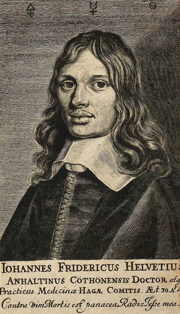 Johannes Friedrich Helvetius. Line engraving.