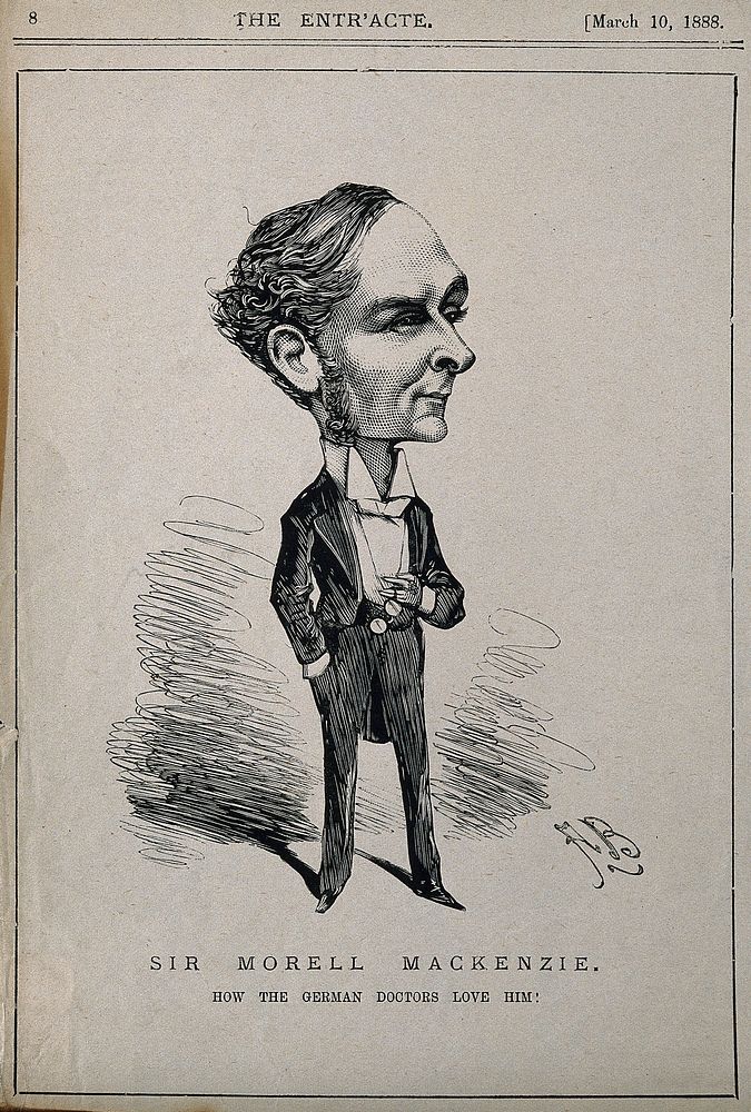 Sir Morrell Mackenzie. Wood engraving by A. Bryan, 1888.
