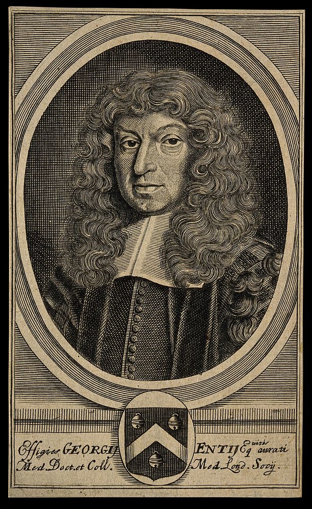 Sir George Ent. Line engraving, 1687.