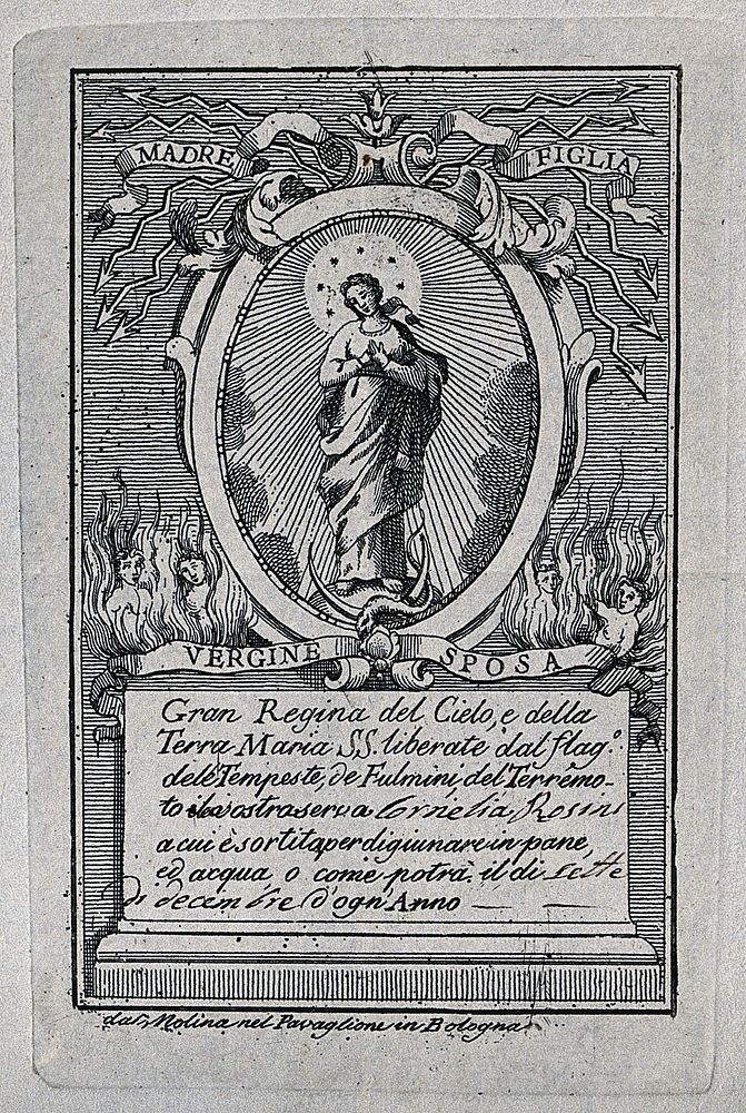 Saint Mary (the Blessed Virgin). Etching.
