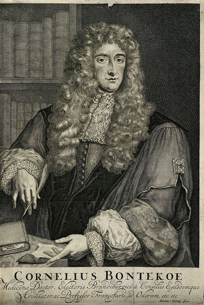 Cornelis Bontekoe. Line engraving by A. Halweg after himself.