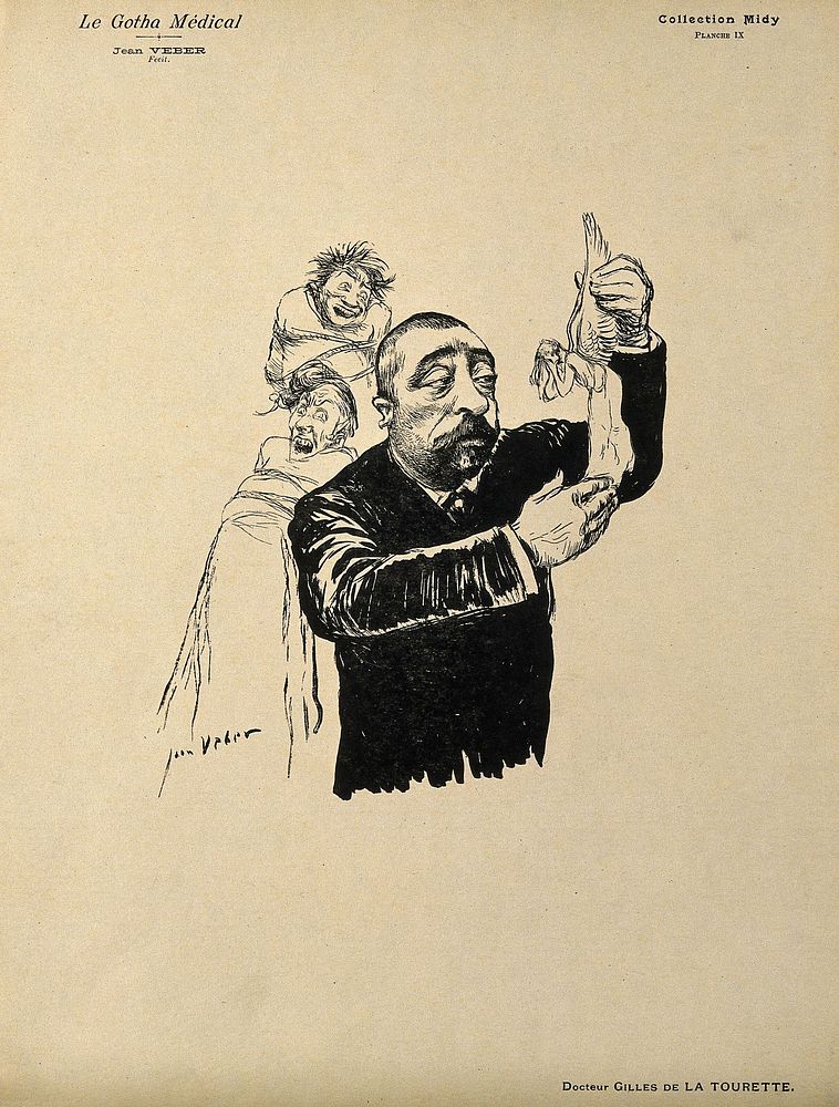 Georges Gilles de la Tourette. Reproduction of drawing by J. Veber.