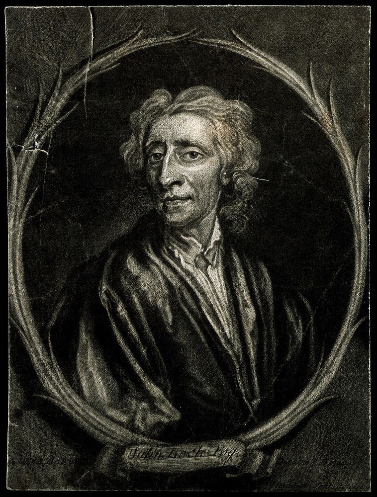 John Locke. Mezzotint after Sir G. Kneller.