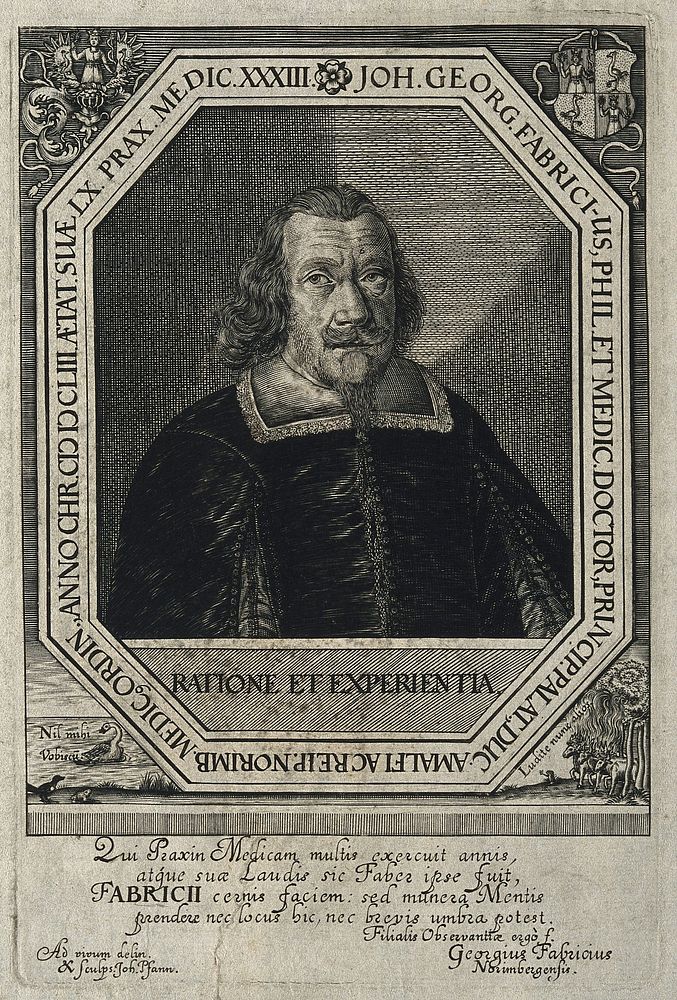 Johann Georg Fabricius. Line engraving by J. Pfann after himself.