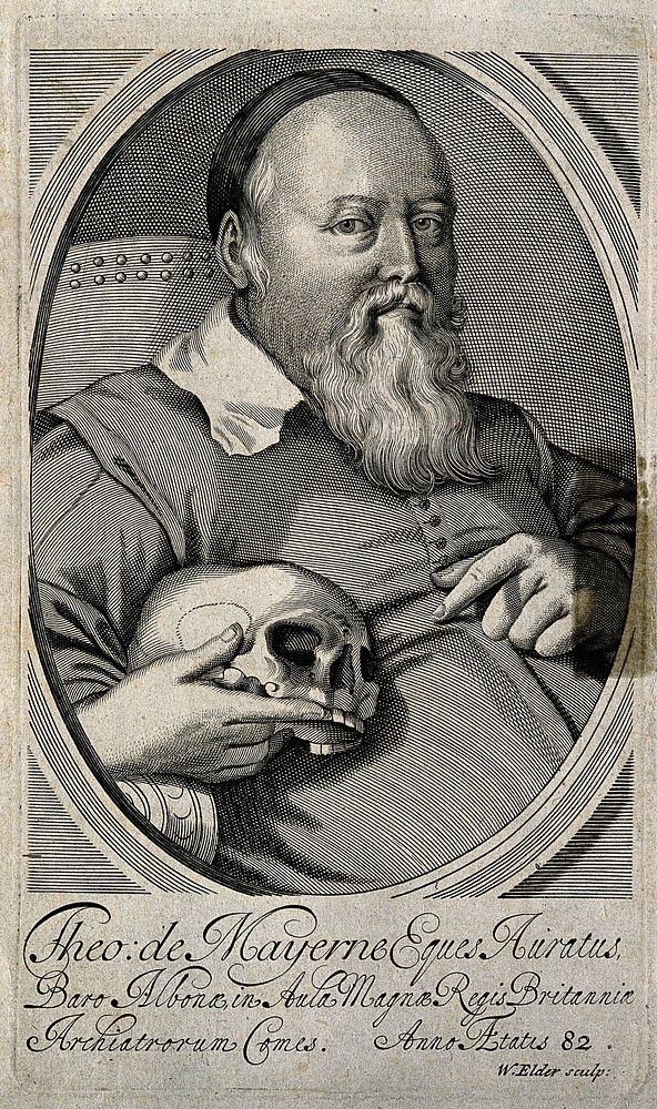 Sir Theodore Turquet de Mayerne. Line engraving by W. Elder.