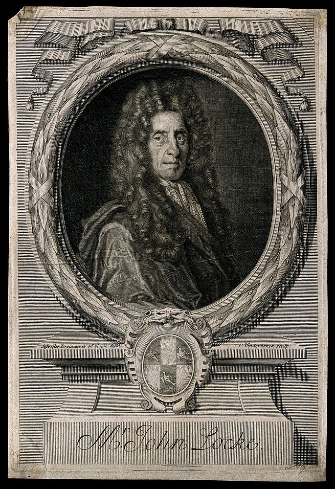 John Locke. Line engraving by J. Nutting after S. Brownover.