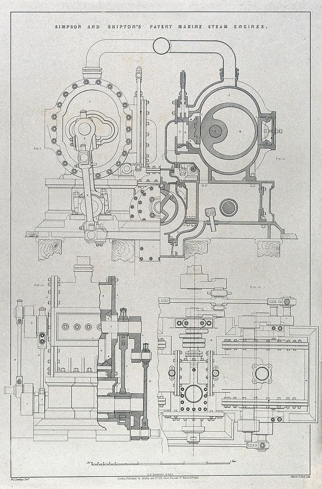 Simpson and Shipton's patent marine steam engines / W. J. Lindsey del. ; G.D. Dempsey direx. ; Martin & Hood lith.