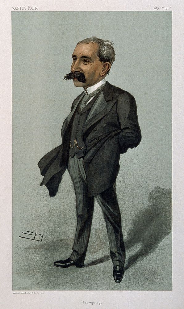 Sir Felix Semon. Colour lithograph by Sir L. Ward [Spy], 1902.