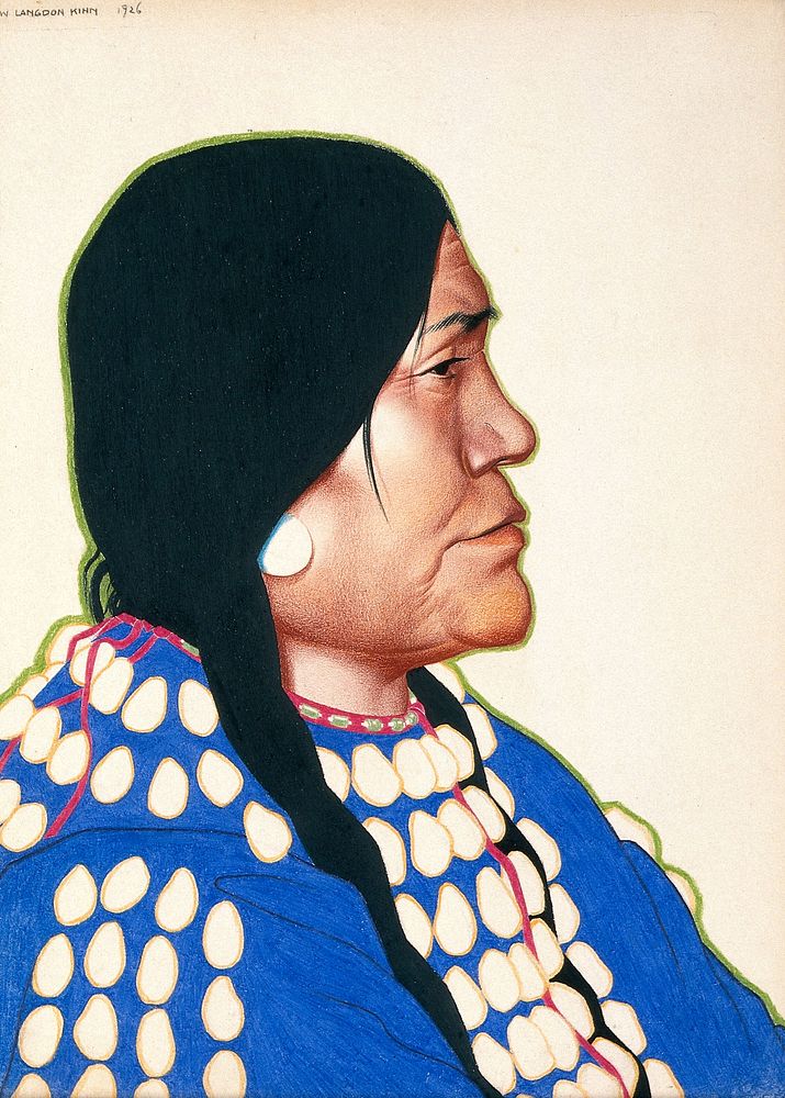 Night woman, a Blackfeet of Montana. Pastel by W. Langdon Kihn, 1926.