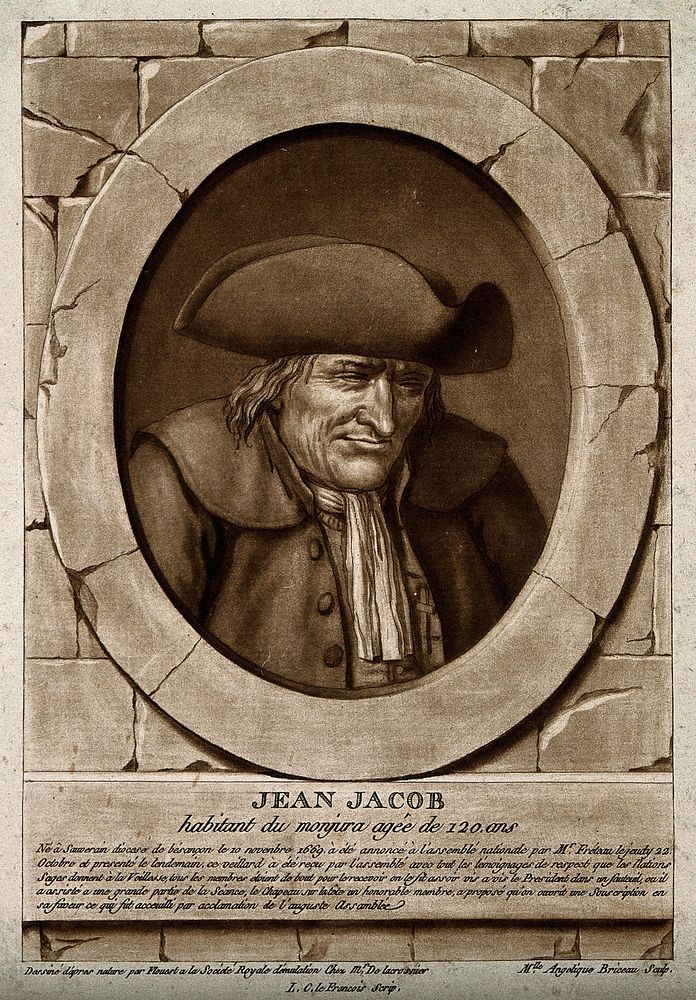 Jean Jacob, aged 120. Aquatint by A. Briceau after Flouest.