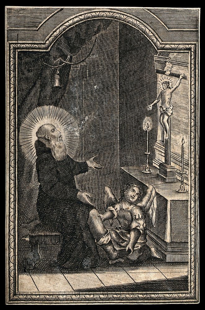 Saint Peregrinus Laziosi. Engraving.