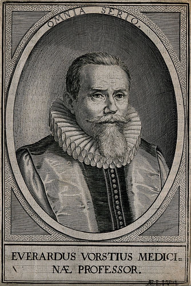 Aelius Everhardus Vorstius. Line engraving, 1625.