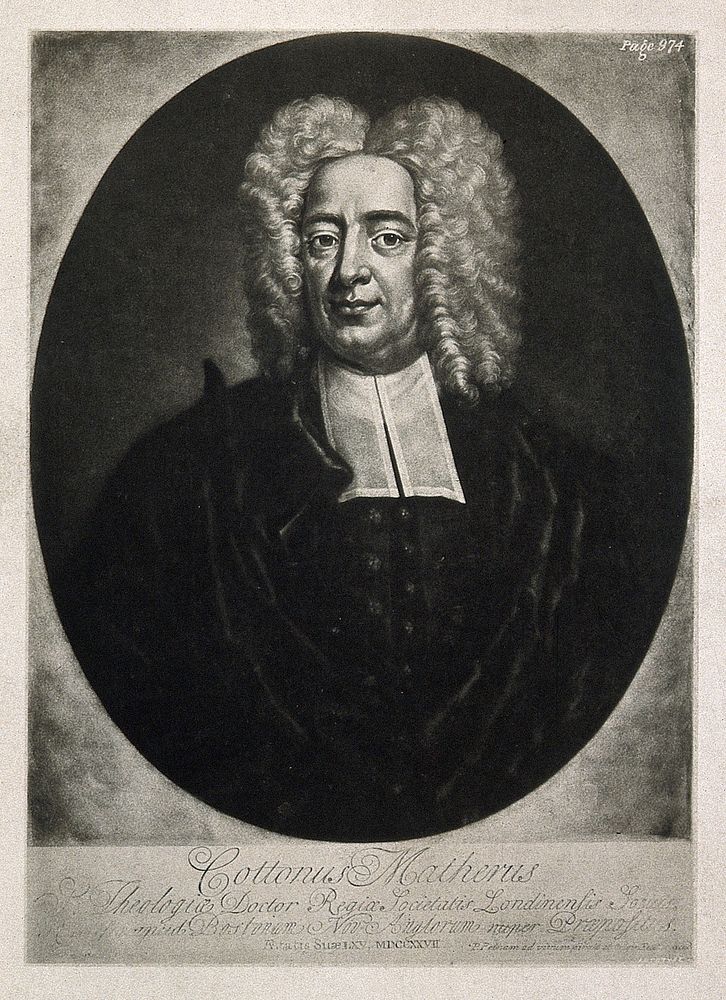 Cotton Mather. Photogravure after P. Pelham, 1727.
