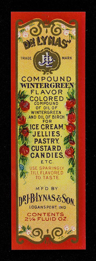 Dr. Lynas trade mark compound wintergreen flavor colored compound of oil of wintergreen and oil of birch for ice cream…