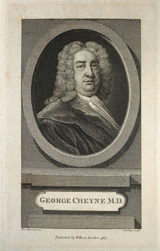 George Cheyne. Line engraving by J. Tookey, 1787, after J. van Diest.