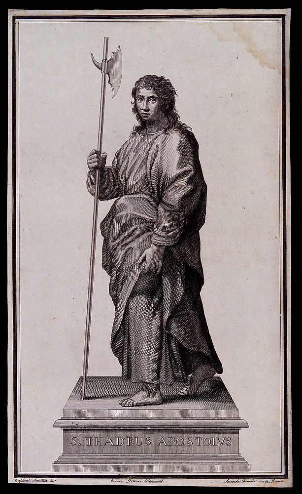 Saint Jude. Line engraving by S. Bianchi after G. Petrini after Raphael.