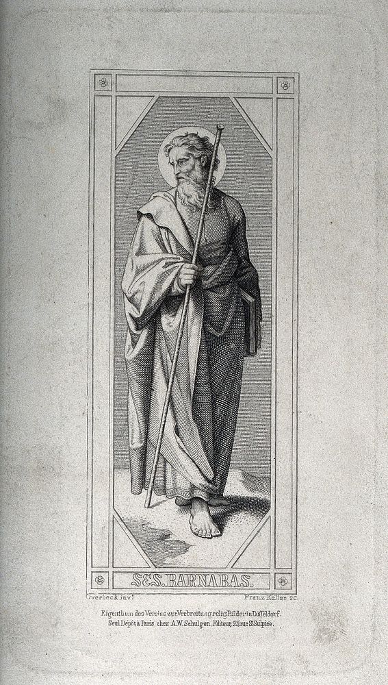 Saint Barnabas. Steel engraving by F. Keller after J. F. Overbeck.