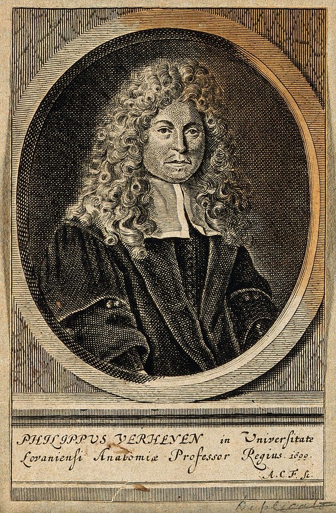 Philip Verheyen. Line engraving by A.C. Fleischmann, 1714.